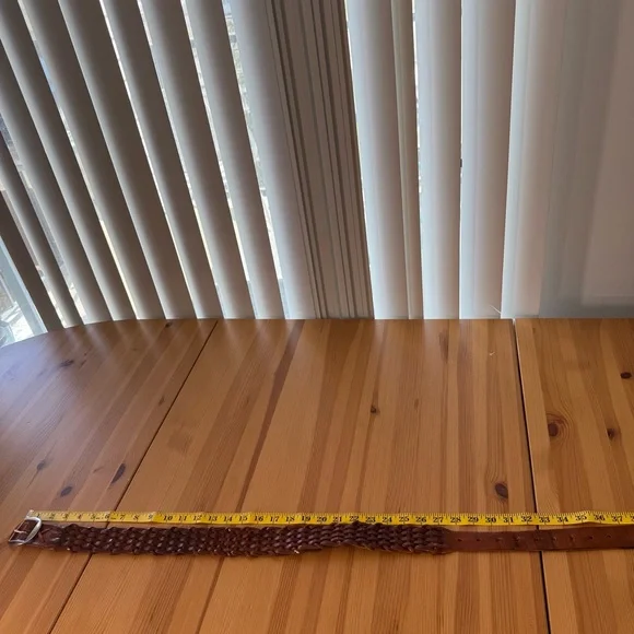 Women's Brown Leather Belt Woven Boho - Picture 5 of 9